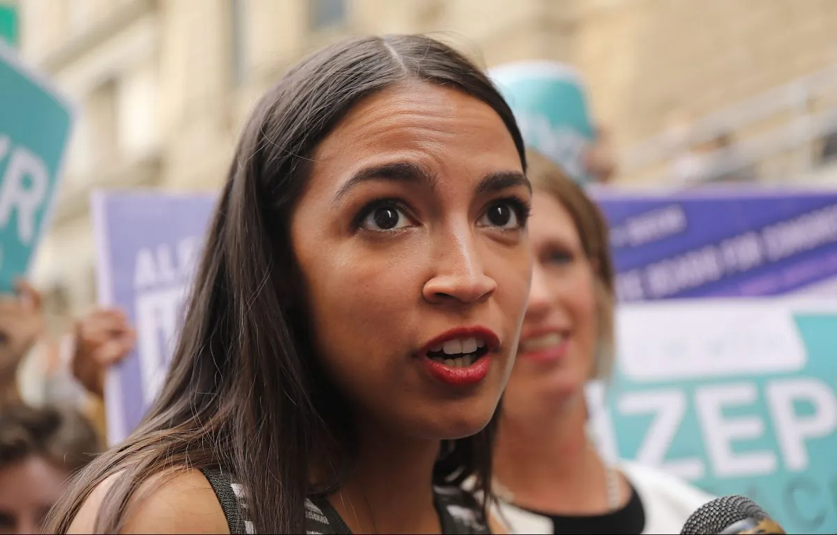 Congressional nominee Alexandria Ocasio-Cortez stands with Zephyr Teachout after endorsing her for New York City Public Advocate in New York City, on July 12, 2018. (Spencer Platt/Getty Images)