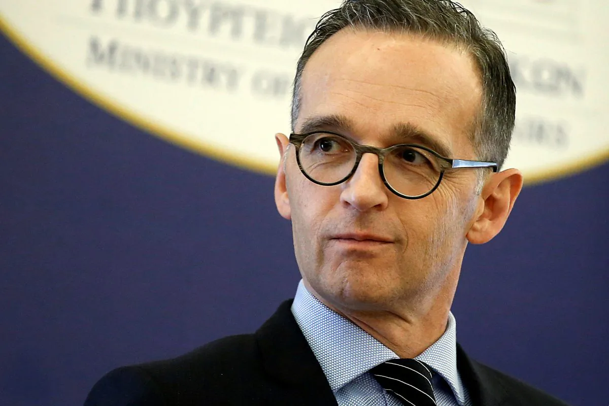 Germany Foreign Minister Heiko Maas speaks to the media with French Foreign Minister Jean-Yves Le Drian (not in picture) in Berlin on June 19, 2020. (Bernd von Jutrczenka - Pool / Getty Images)