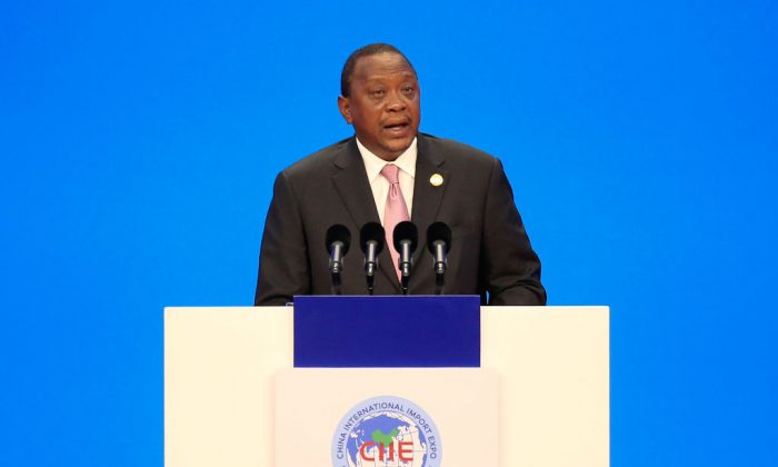 Kenya's President Uhuru Kenyatta speaks at the opening ceremony of the first China International Import Expo (CIIE) in Shanghai on Nov. 5, 2018. (Aly Song/AFP/Getty Images)