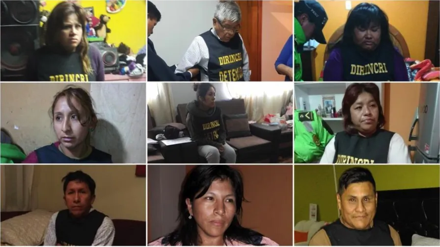 The office of Peru's Prosecutor-General released photos of some of the individuals detained in a raid, on Nov. 6, 2018. (Ministerio Publico Fiscalia de la Nacion via Twitter)