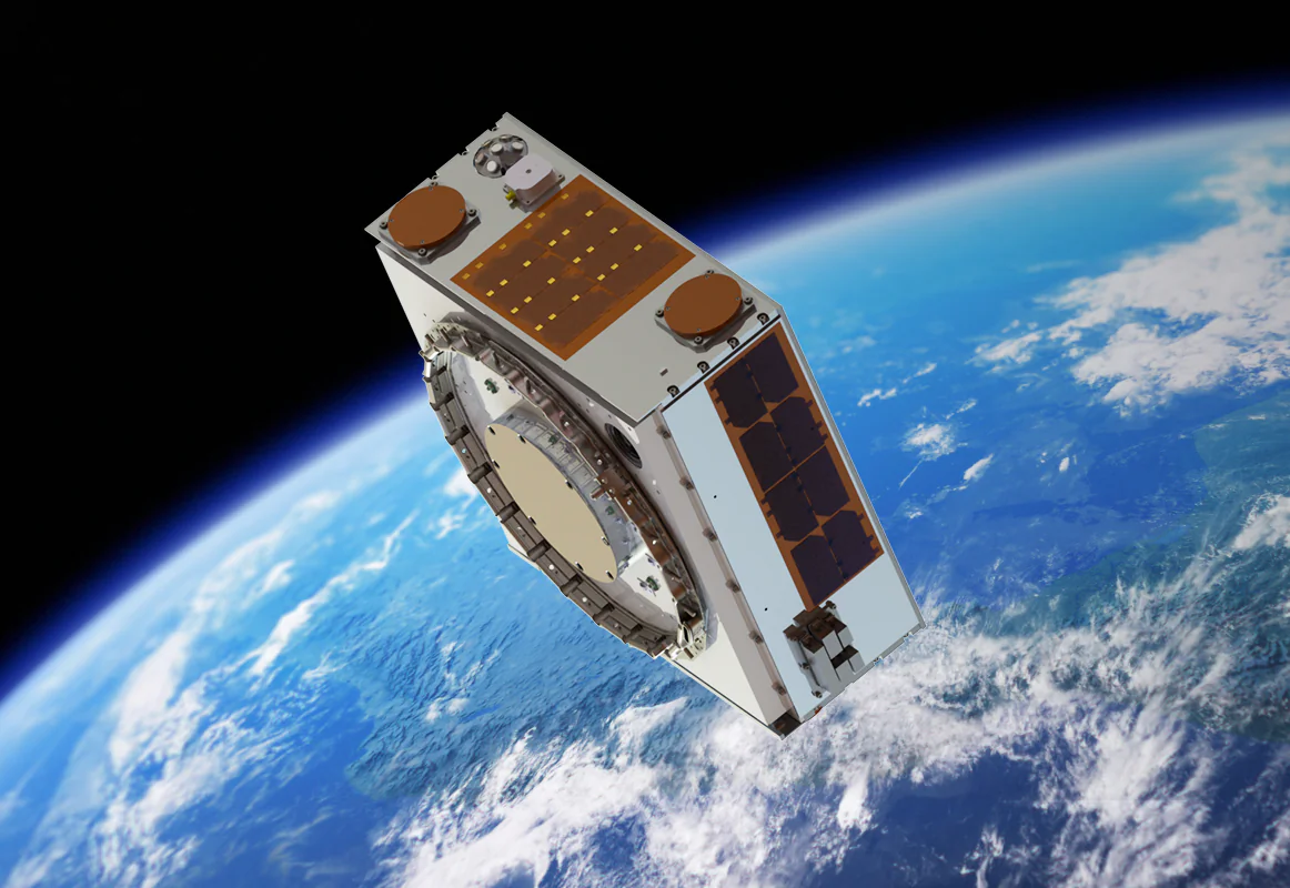 A conceptual image of Target, which is part of an apparatus developed by Astroscale for space debris removal. (Courtesy of Surrey Satellite Technology Ltd.)