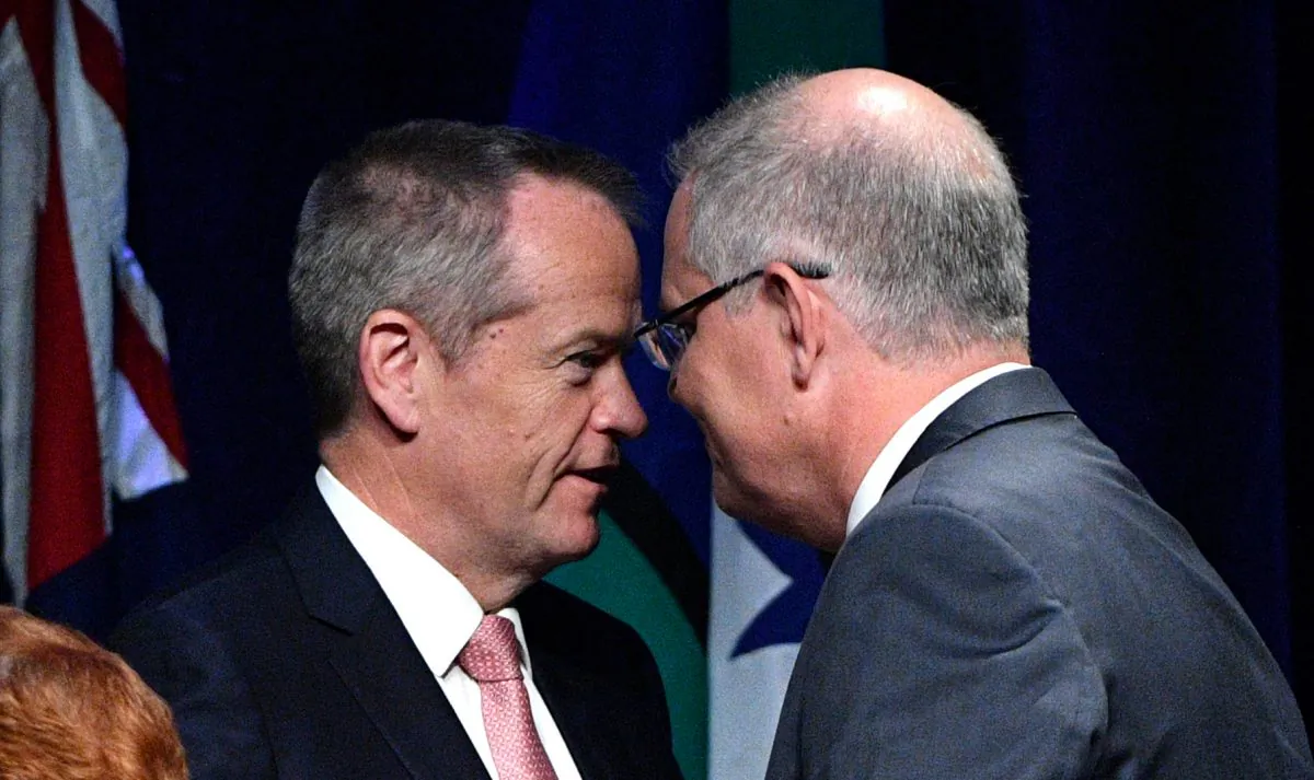 Australia's Prime Minister Scott Morrison and Leader of the Opposition Bill Shorten at Parliament House in Canberra, Australia, Oct. 22, 2018. (AAP/Mick Tsikas/Reuters)