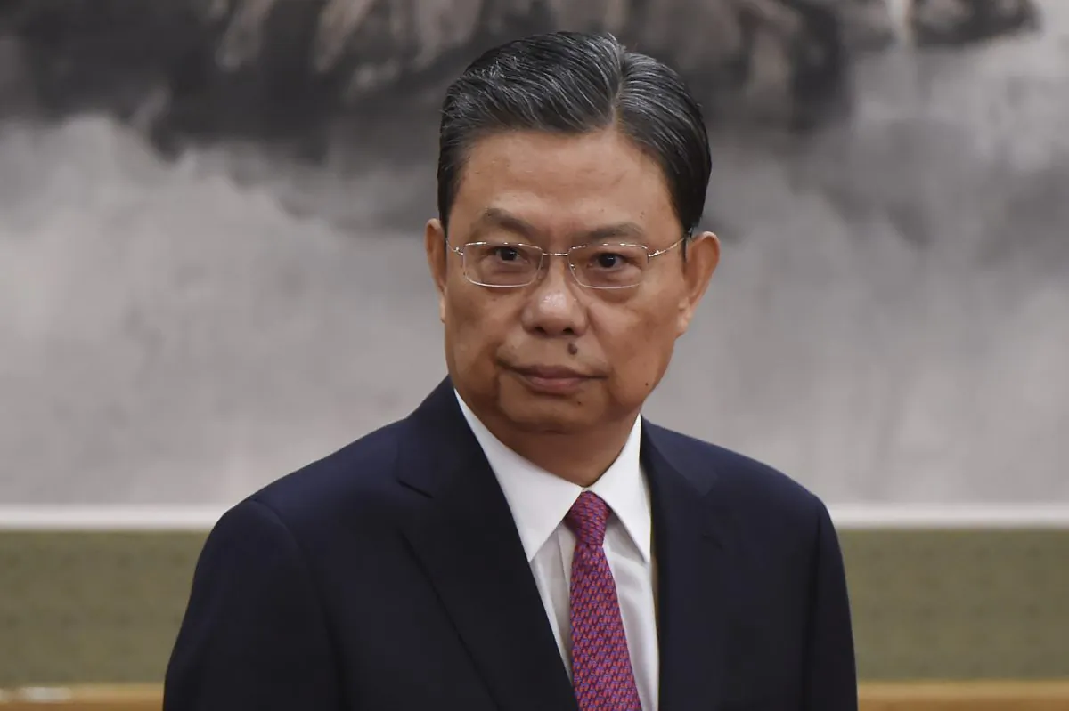 Zhao Leji, head of the Chinese Communist Party's anti-corruption agency, the Central Commission for Discipline Inspection, is introduced to the media, in Beijing's Great Hall of the People on October 25, 2017. (WANG ZHAO/AFP/Getty Images)
