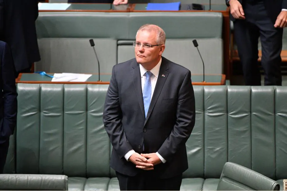 Australia's Prime Minister Scott Morrison stands before delivering the National Apology to survivors of child sexual abuse in the House of Representatives at Parliament House in Canberra, Australia, Oct. 22, 2018. (AAP/Mick Tsikas/via Reuters)
