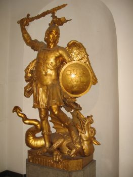 statue of St. Michael slaying a dragon