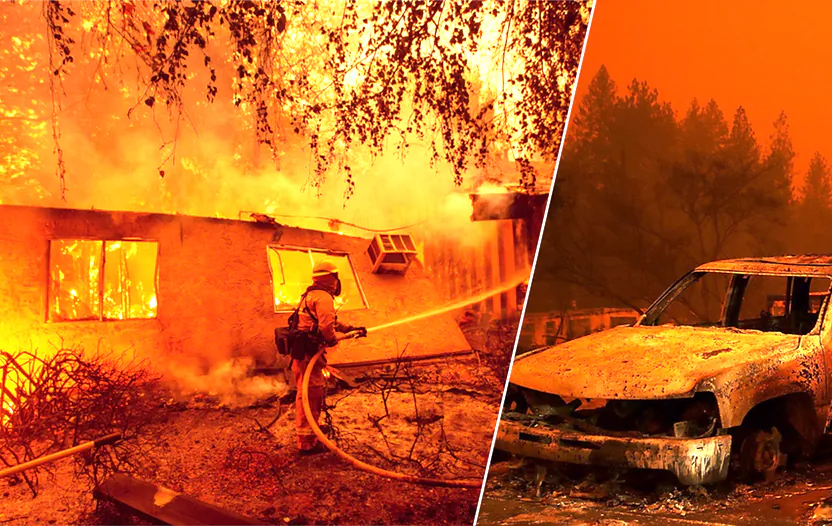 Firefighters battle flames at a burning apartment complex in Paradise, north of Sacramento, California on November 09, 2018. (Josh Edelson, Justin Sullivan/ AFP)
