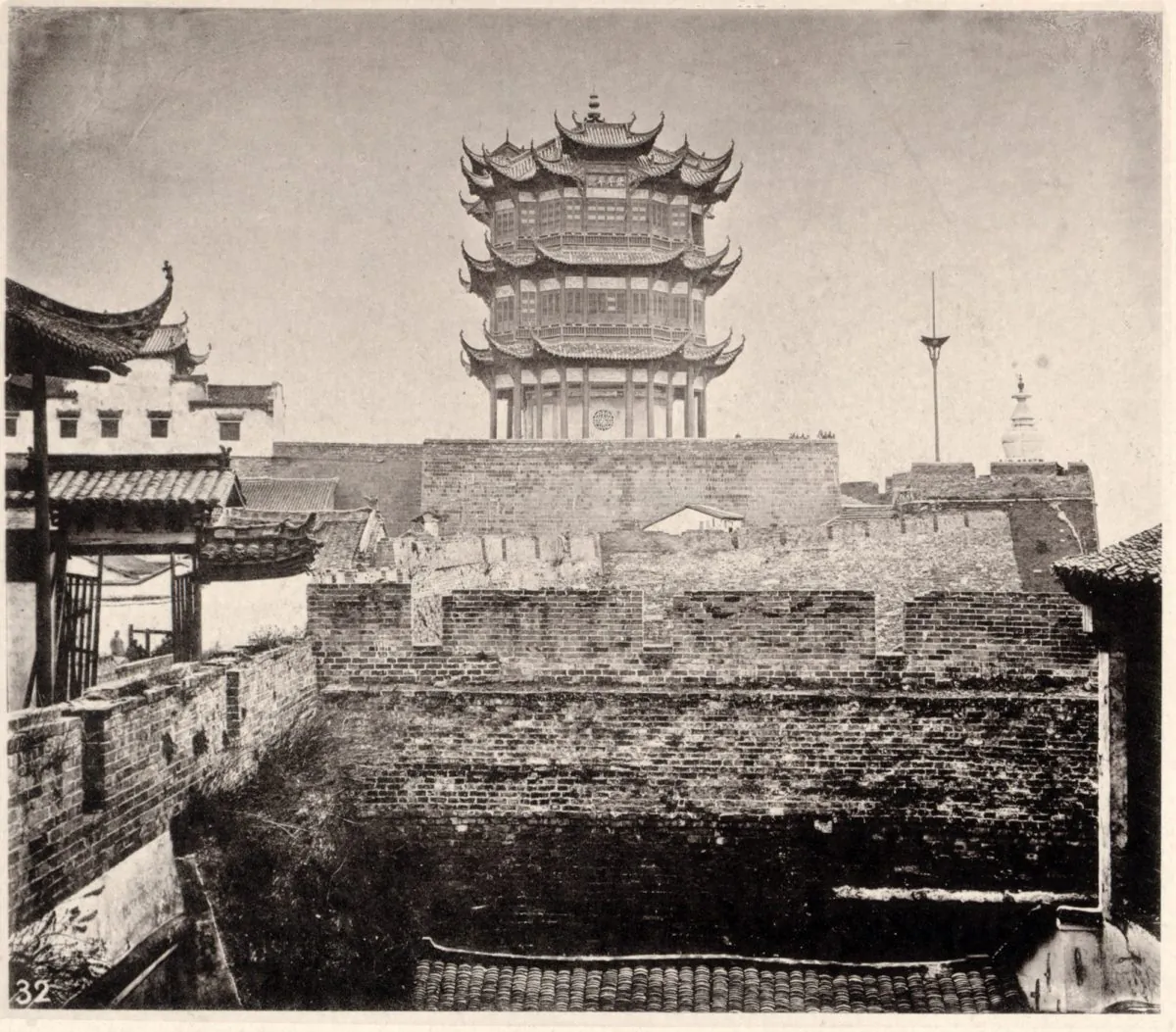 The Yellow Crane Tower in 1871, from "China and Its People" by photographer  John Thomson. (Public Domain)
