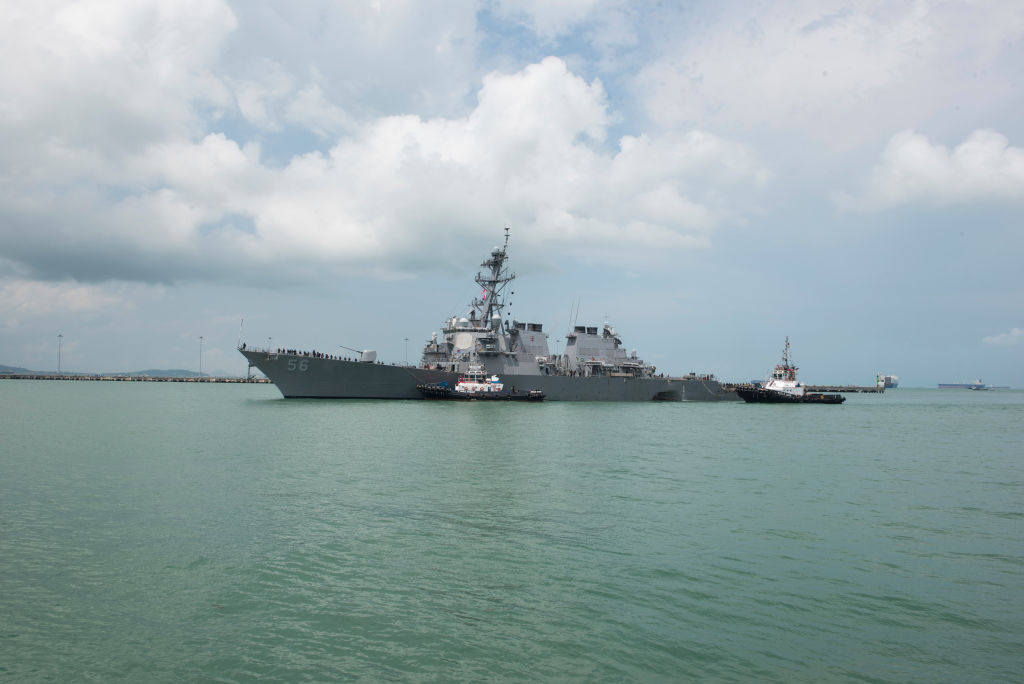 USS John S. McCain arrives at Changi Naval Base