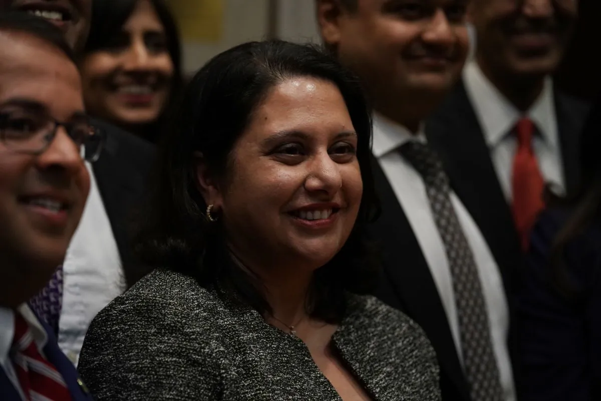 Administrator of White House Office of Information and Regulatory Affairs Neomi Rao (C) attends a Diwali ceremony in the Roosevelt Room of the White House in Washington on Nov. 13, 2018. (Alex Wong/Getty Images)