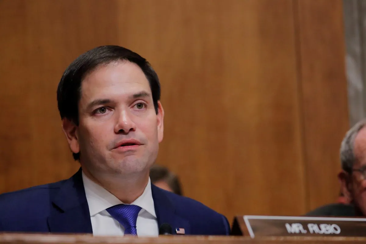 U.S. Sen. Marco Rubio (R-FL) asks a question of U.S. Secretary of State Mike Pompeo during Pompeo's appearance before a Senate Foreign Relations Committee hearing titled "An Update on American Diplomacy to Advance Our National Security Strategy" on Capitol Hill in Washington D.C. on July 25, 2018. (Lucas Jackson/Reuters)