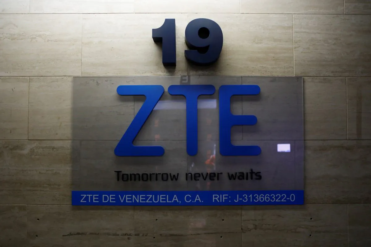 China's ZTE Corp logo is seen at its offices in Caracas, Venezuela on Oct. 4, 2018. (Marco Bello/Reuters)