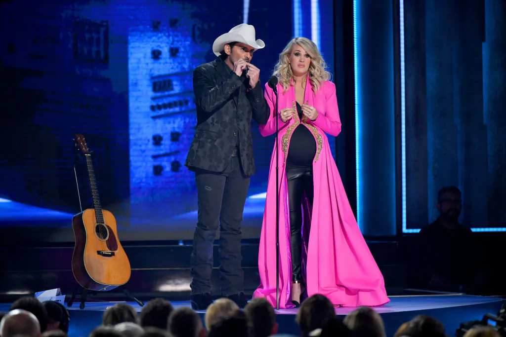 Brad Paisley and Carrie Underwood onstage during the 52nd annual CMA Awards at the Bridgestone Arena n Nashville, Tenn., on Nov. 14, 2018. (Michael Loccisano/Getty Images)
