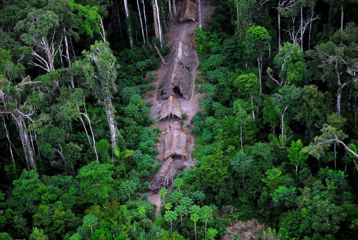 An isolated tribe spotted in the Brazilian Amazon. (Courtesy of National Indigenous Foundation—Funai)