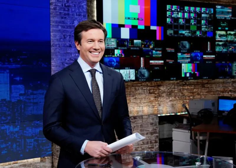 Jeff Glor on the set as he anchors CBS Evening News in New York on Dec. 18, 2017. (Gail Schulman/CBS News/Handout via Reuters)
