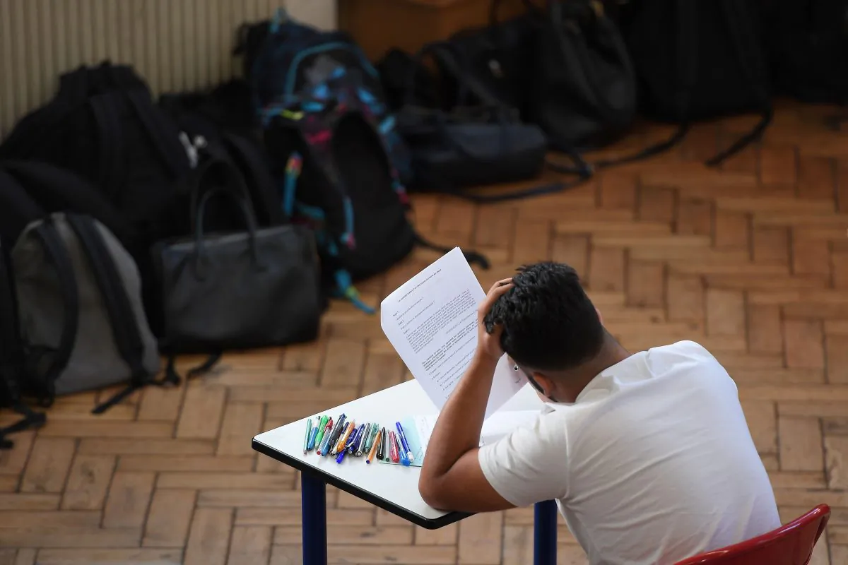 A student sits for a high school exam in Strasbourg, France, on June 18, 2018. (Frederick Florin/AFP/Getty Images)