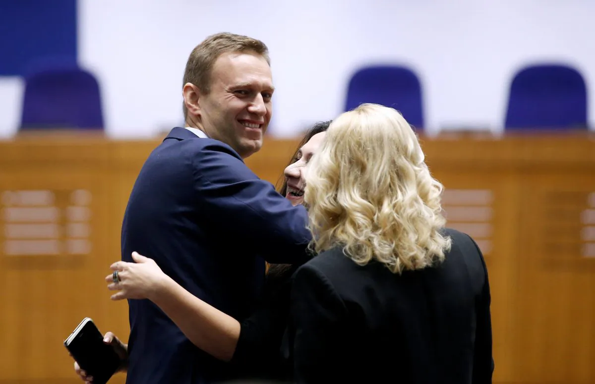 Russian opposition leader Alexei Navalny with his lawyers after the judgment regarding his case against Russia at the European Court of Human Rights in Strasbourg, France, on Nov. 15, 2018. (Vincent Kessler/Reuters)