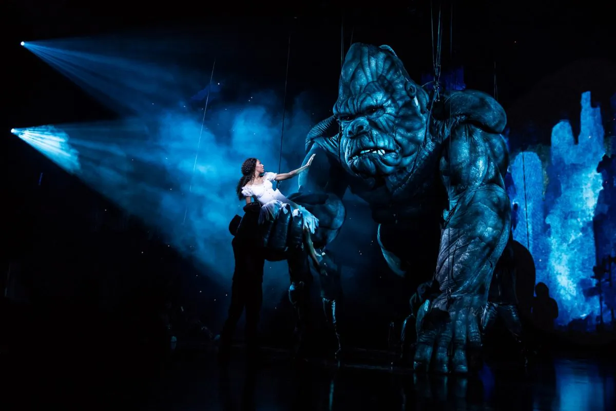 The 20-foot high, 2,000 pound animatronic King Kong is definitely the star of the show; Christiani Pitts plays a character who doesn’t quite live out her beliefs. (Matthew Murphy)