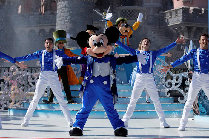 Disney character Mickey Mouse attends the 25th anniversary of Disneyland Paris at the park, in Marne-la-Vallee, near Paris, France, March 25, 2017. (Benoit Tessier/Reuters)