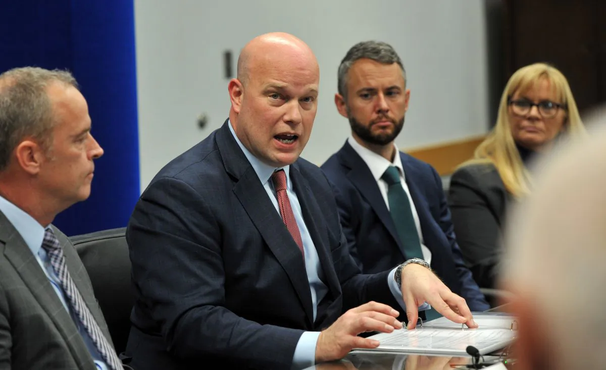 Acting Attorney General Matthew G. Whitaker,  gives brief remarks to state and local law enforcement on efforts to combat violent crime and the opioid crisis at the U.S. Courthouse Annex, in Des Moines, Iowa, on Nov. 14, 2018. (Steve Pope/Getty Images)