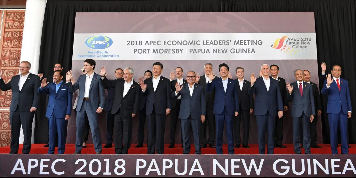 APEC leaders pose for a "family photo" during the Asia-Pacific Economic Cooperation (APEC) Summit in Port Moresby on Nov. 18, 2018. (SAEED KHAN/AFP/Getty Images)