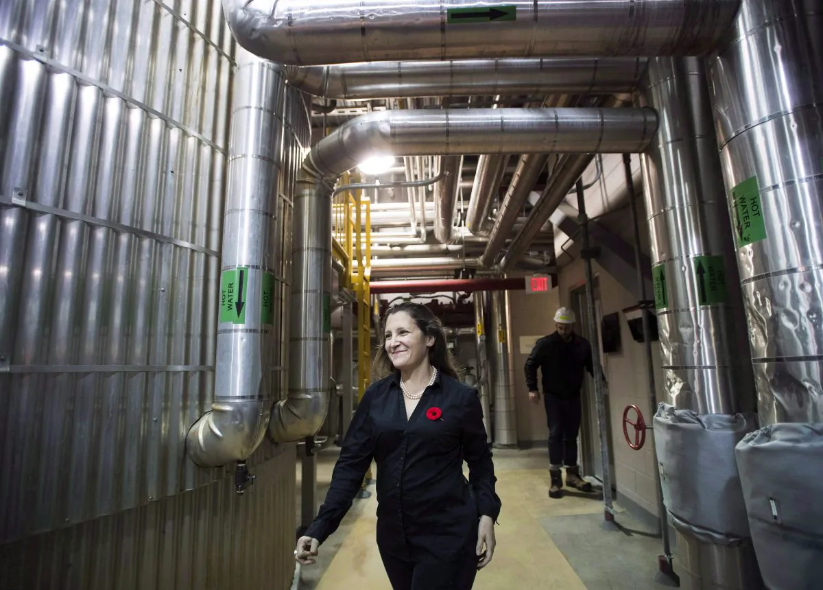 Foreign Affairs Minister Chrystia Freeland arrives to speak to the media in Hamilton, Ont., on Nov. 8, 2018. (The Canadian Press/Nathan Denette)