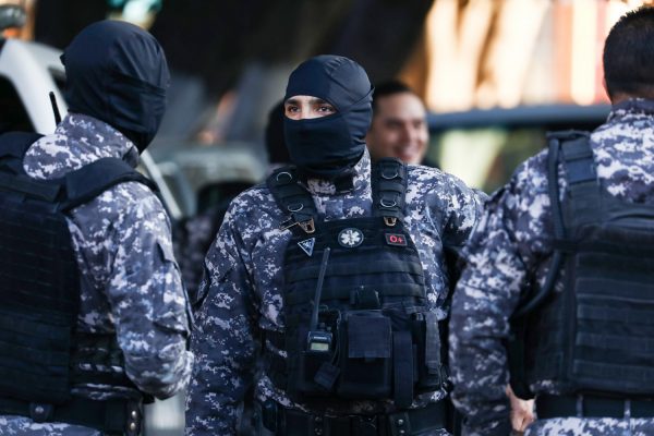 Federal police outside sports complex in Mexico