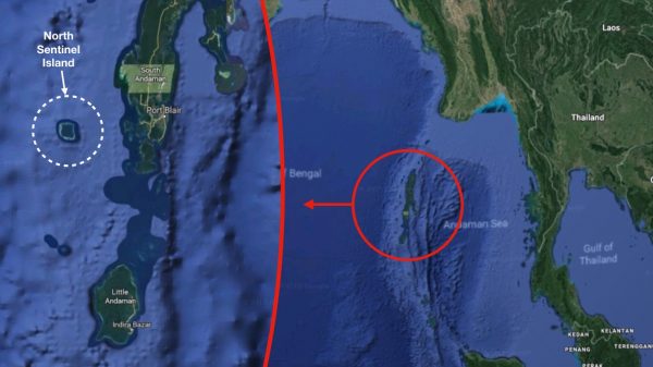 North Sentinel Island on a map