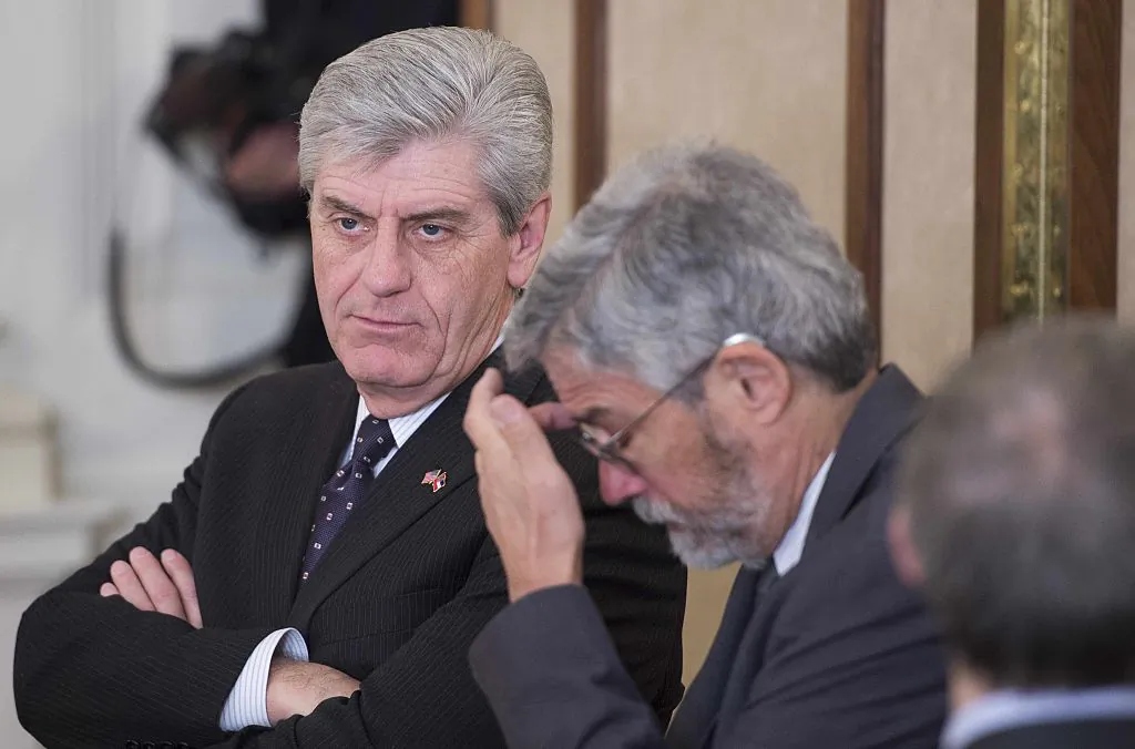 Mississippi Gov. Phil Bryant (L) during a meeting of the National Governors Association at the White House on Feb. 23, 2015. (Jim Watson/AFP/Getty Images)