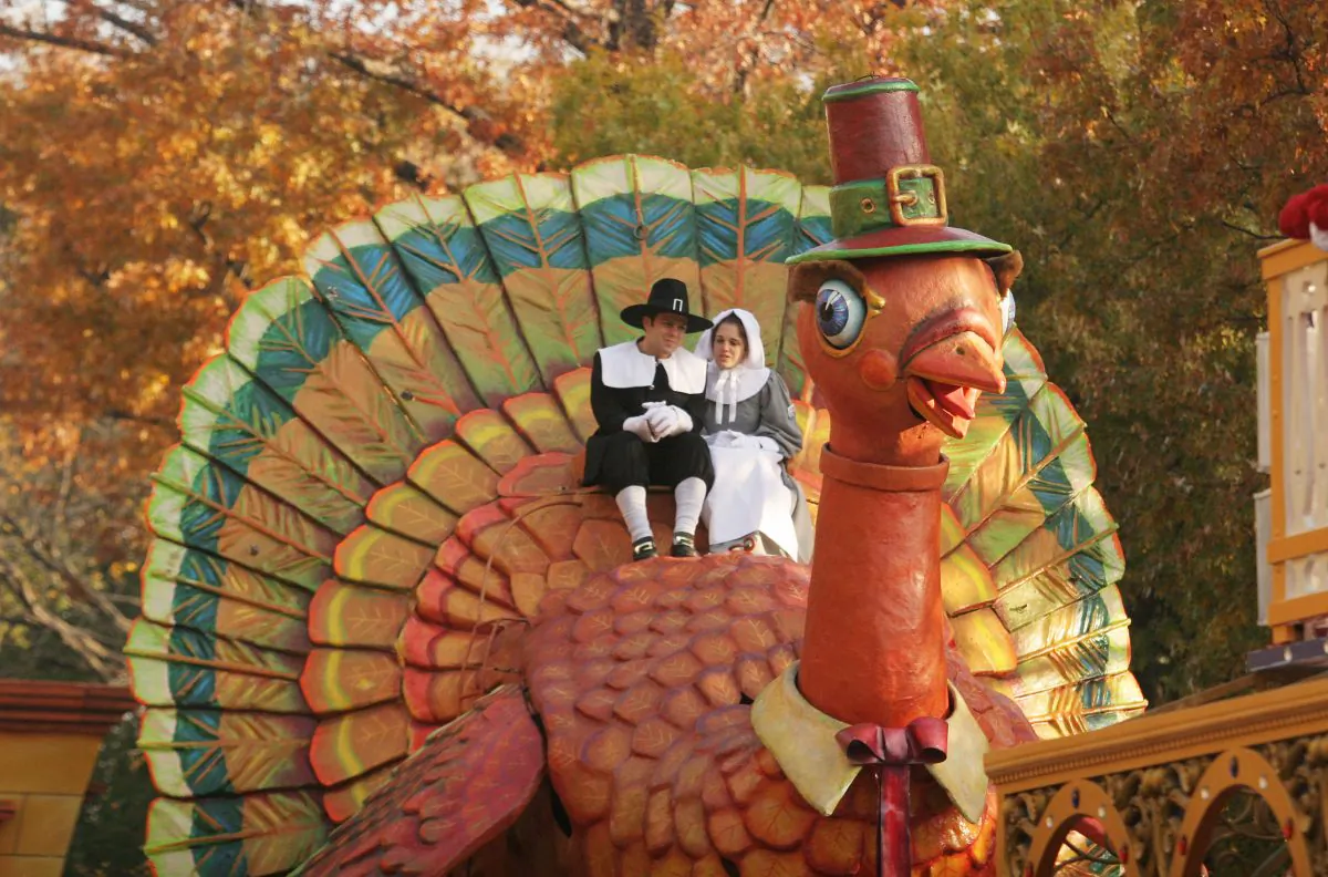 The Thanksgiving Turkey makes its way during the annual Macy's Thanksgiving Day Parade in New York City in this file photo. Thanksgiving is a great American tradition; don't let naysayers ruin it. (Photo by Hiroko Masuike/Getty Images)