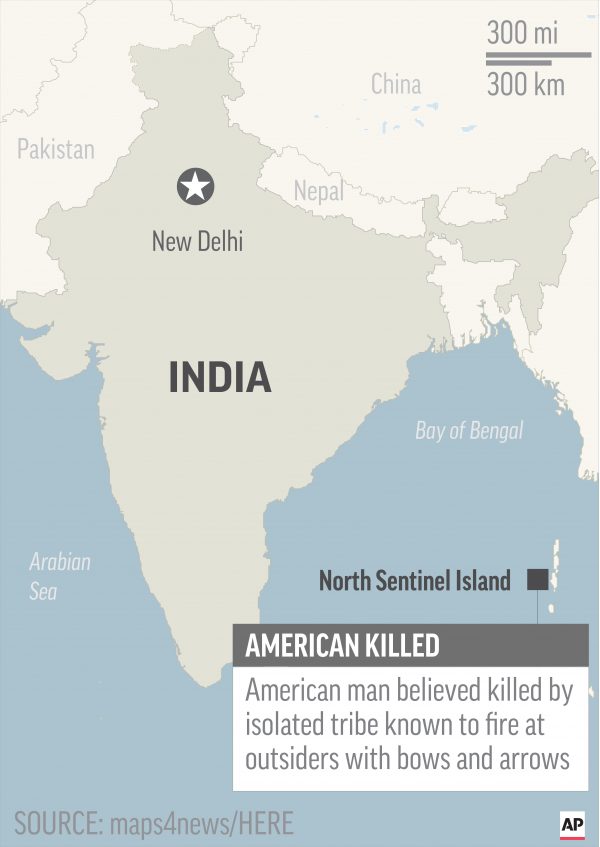 Map locates North Sentinel Island