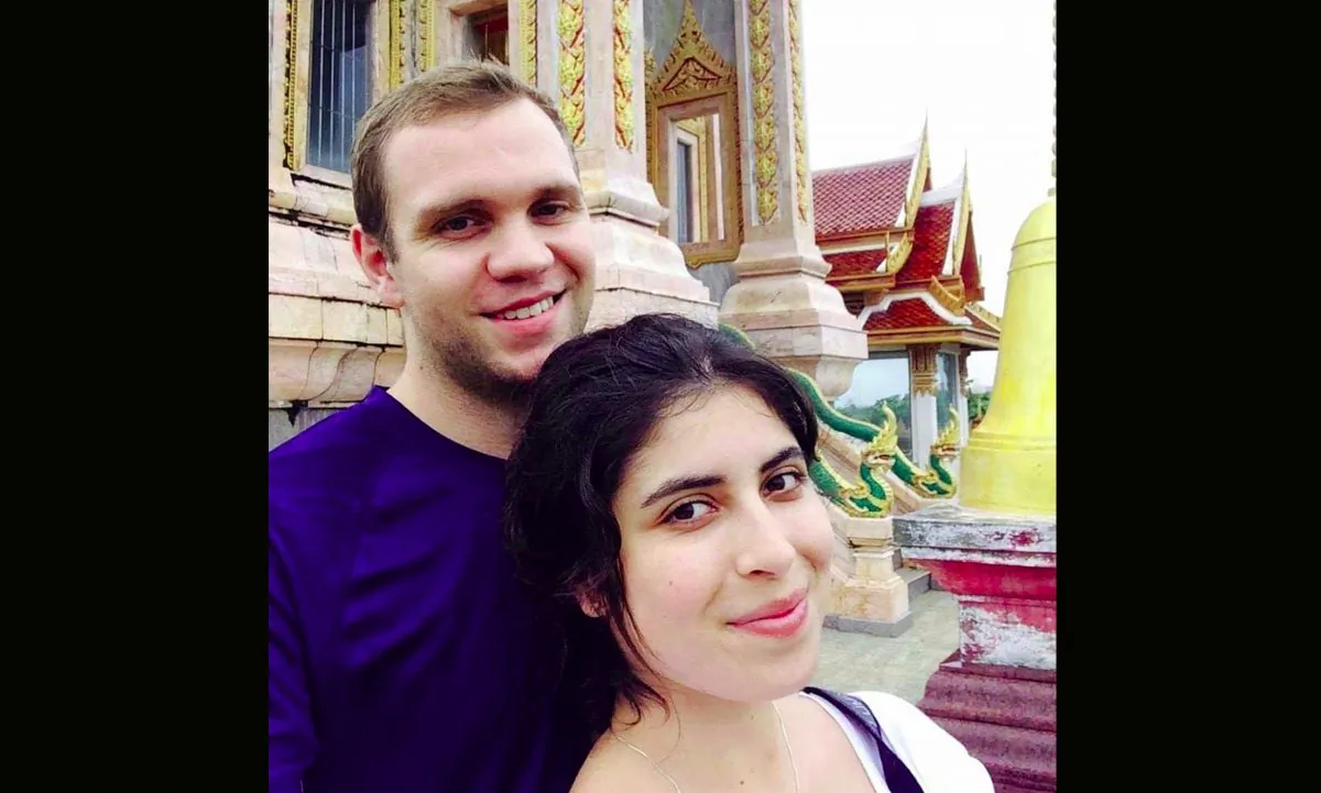 An undated family photo shows British academic Matthew Hedges with his wife Daniela Tejada. (Daniela Tejada via AP)