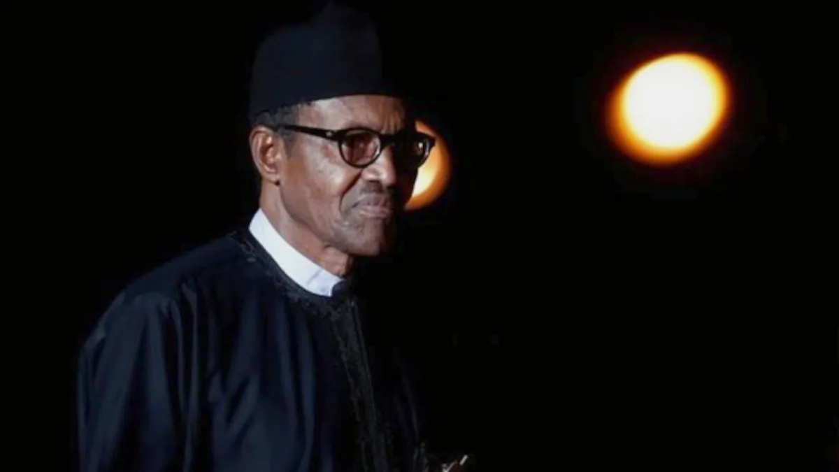 Nigeria's President Muhammadu Buhari arrives to attend a visit and a dinner at the Orsay Museum on the eve of the commemoration ceremony for Armistice Day, in Paris, France, on Nov. 10, 2018. (Benoit/Reuters)