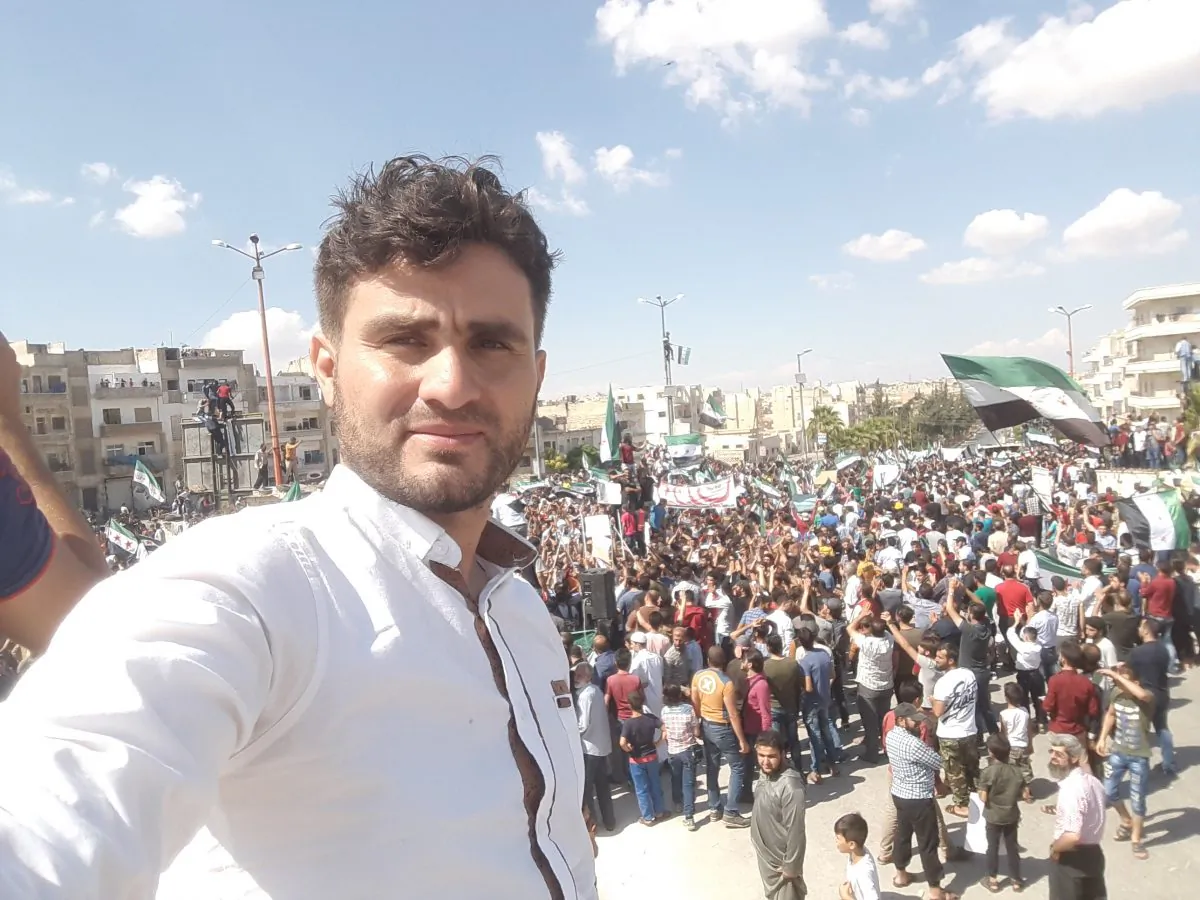 Abdulkafi Alhamdo during a demonstration in Idlib, Syria. (Courtesy of Abdulkafi Alhamdo)