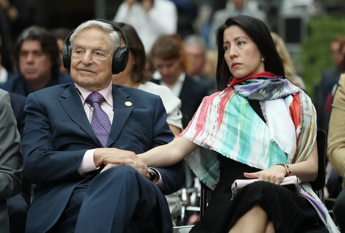Financier and philanthropist George Soros and his wife, Tamiko Bolton, at the German Foreign Ministry on June 8, 2017 in Berlin, Germany. (Sean Gallup/Getty Images)