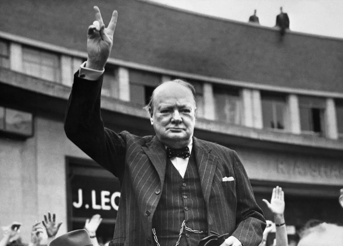 Undated picture of Sir Winston Churchill making the victory sign. (Photo credit should read OFF/AFP/Getty Images)