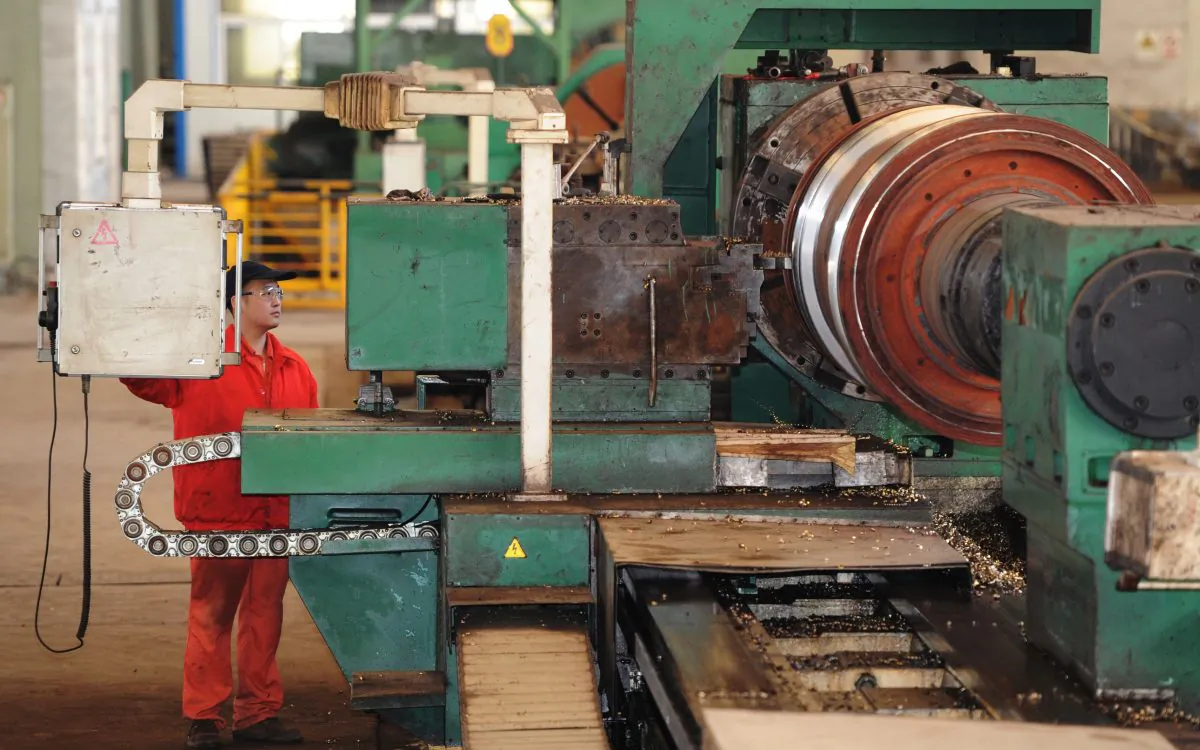 An employee works at the production line of a Dongbei Special Steel factory in Dalian, Liaoning Province, China on Oct. 31, 2018. (Reuters)