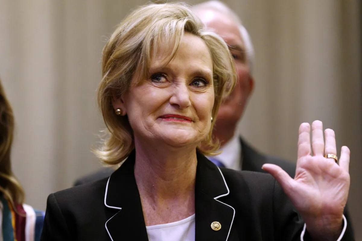 Sen. Cindy Hyde-Smith (R-Miss.) at an election night party in Jackson, Miss., on Nov. 27, 2018. (Jonathan Bachman/Reuters)