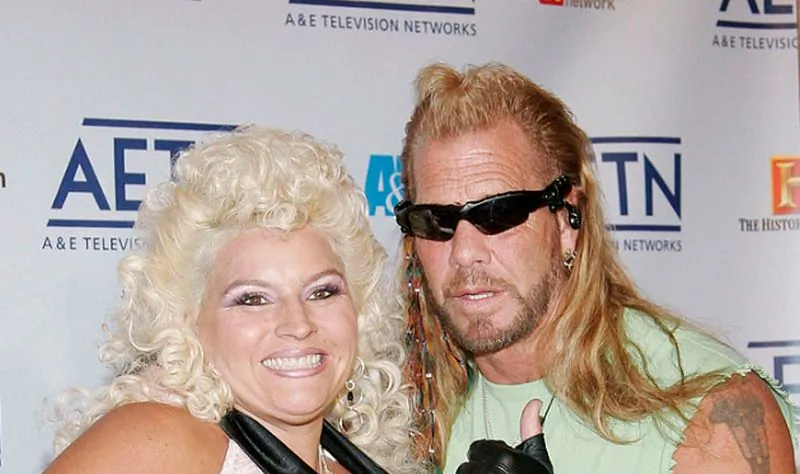 From the reality television show "Dog The Bounty Hunter" Beth Smith (L) and Duane 'Dog' Chapman arrive to A&E Television Networks Upfront celebration held at Rockefeller Center April 21, 2005, in New York City. (Fernando Leon/Getty Images)