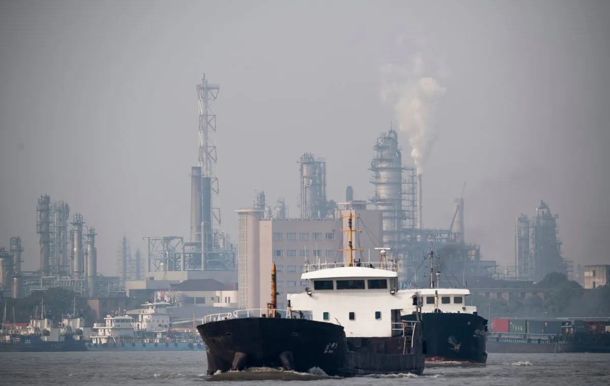 The Shanghai Gaoqiao refinery in Shanghai on March 22, 2018. (Johannes Eisele/AFP/Getty Images)