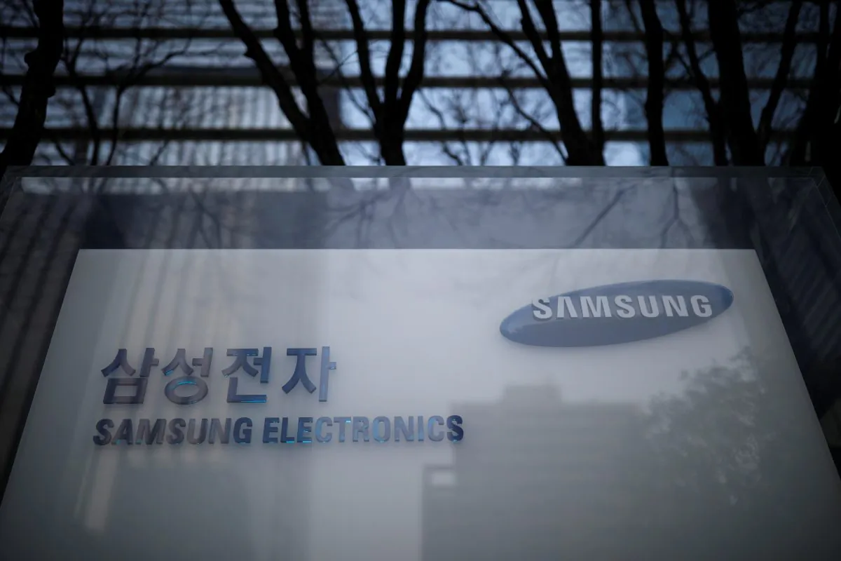 The logo of Samsung Electronics is seen at its office building in Seoul, South Korea, on March 23, 2018. (Kim Hong-Ji/Reuters)