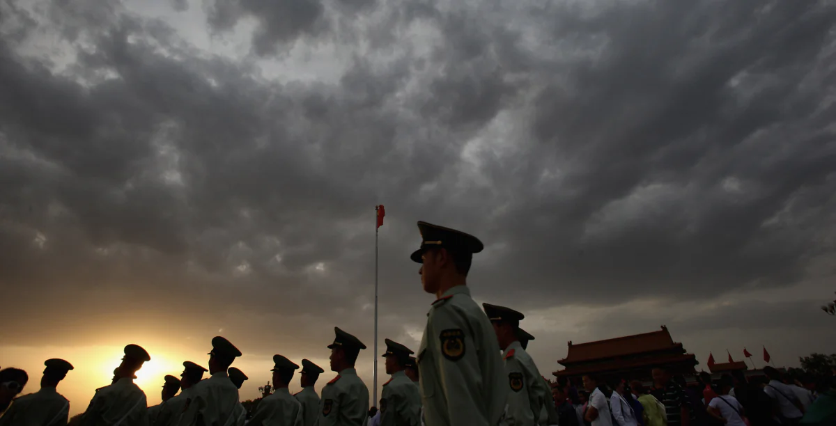 Paramilitary policemen patrol at the Tiananmen Square outside the Forbidden City, which was the Chinese imperial palace from the mid-Ming Dynasty to the end of the Qing Dynasty, in Beijing, China, in this file photo. (Feng Li/Getty Images)
