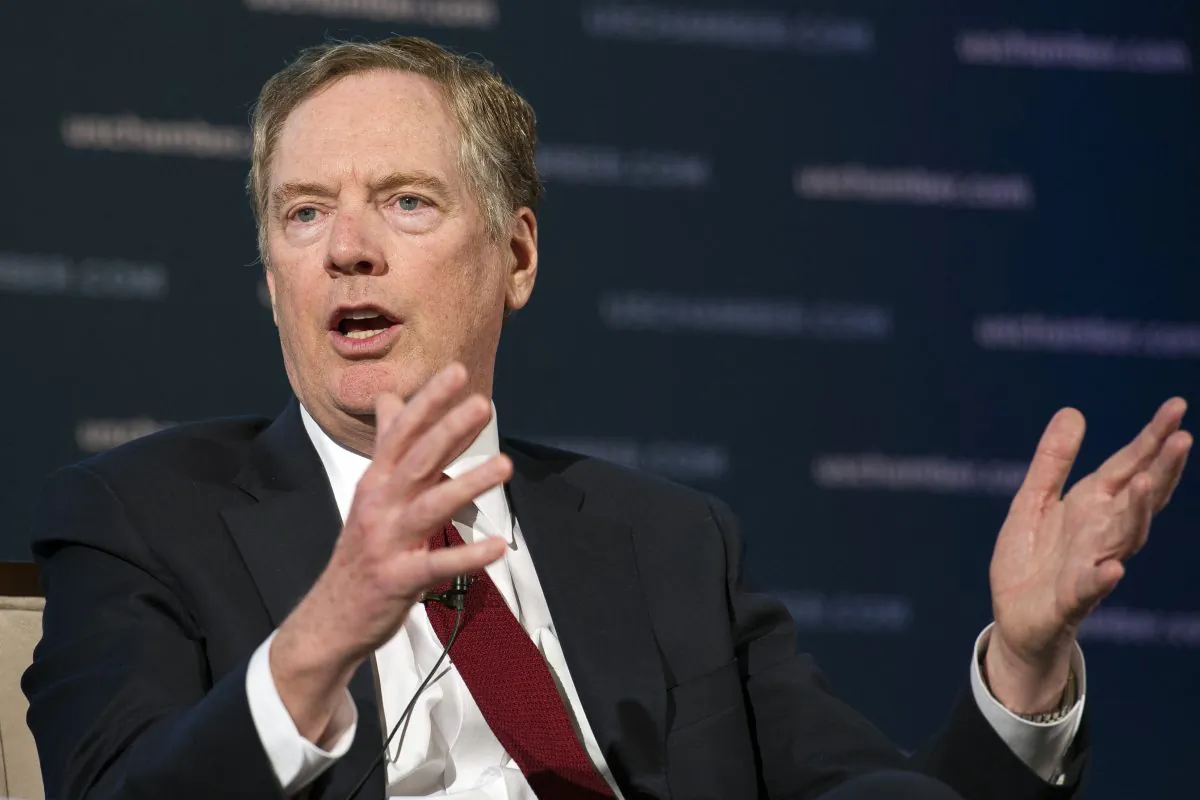 U.S. Trade Representative Robert Lighthizer speaks at the 9th China Business Conference at the U.S. Chamber of Commerce in Washington on May 1, 2018. Three days before a U.S.-China summit, Lighthizer complained in a statement on Nov. 28 that Beijing is imposing "egregious" taxes on American-made cars. (Cliff Owen/AP)