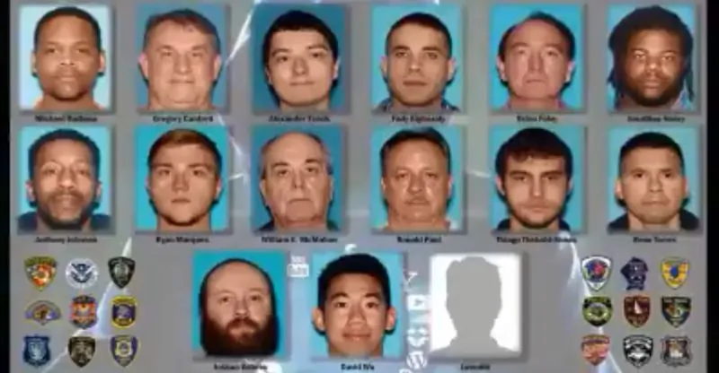 Prosecutors in New Jersey said they have arrested 14 people as part of an extensive child pornography sting. (Monmouth County Prosecutor's Office)