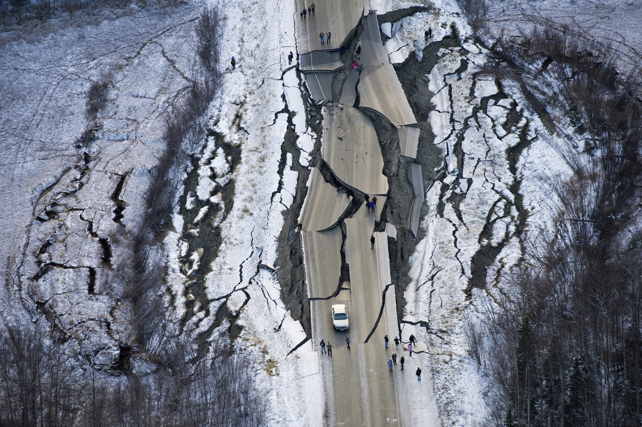 aerial shows damage Vine Road