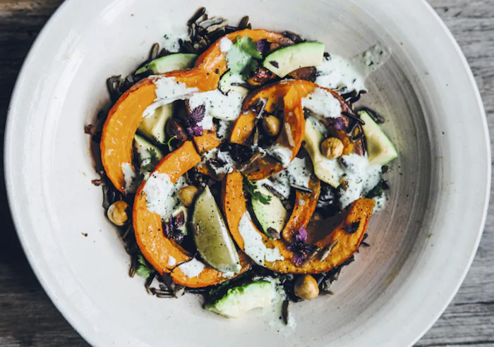 Pumpkin, Wild Rice, and Lemongrass Salad. (Box)