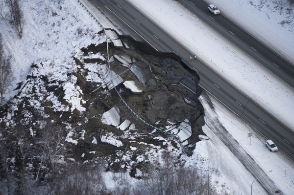 damage at the Glenn Highway
