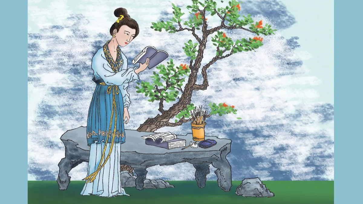 In ancient China, an expectant mother should read essays and poems. (Illustration by Sun Mingguo/the Epoch Times)