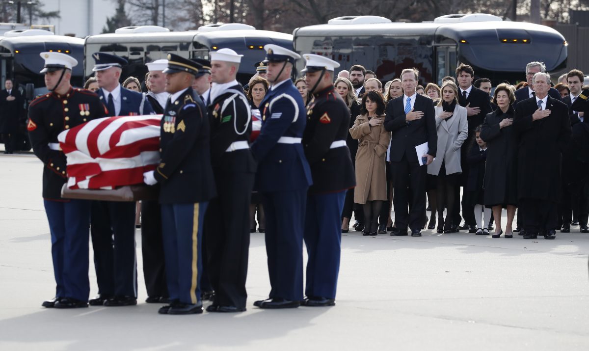 Body Of President George H.W. Bush Transported To Texas From Andrews Air Force Base