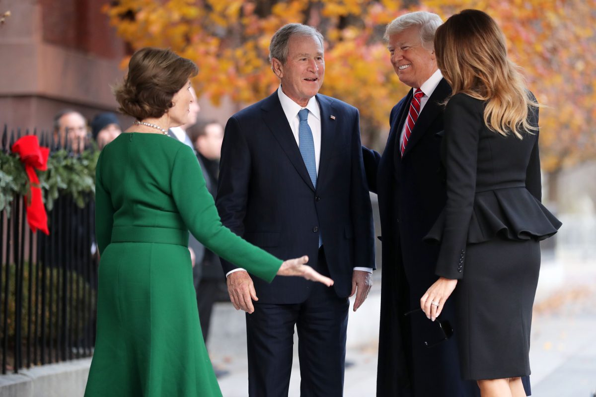 President Trump Visits w bush at house