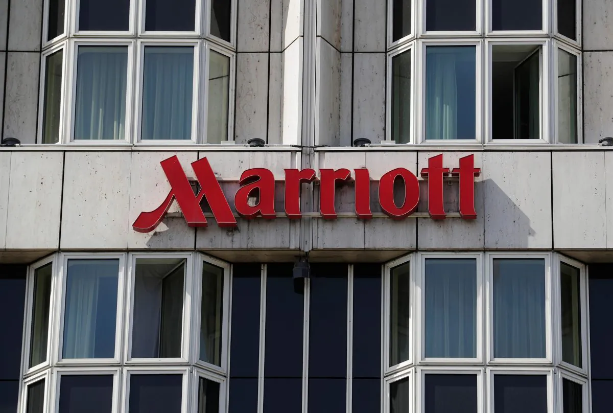 Logo of Marriott hotel is seen in Vienna, Austria Apr. 9, 2018. (Heinz-Peter Bader/Reuters)